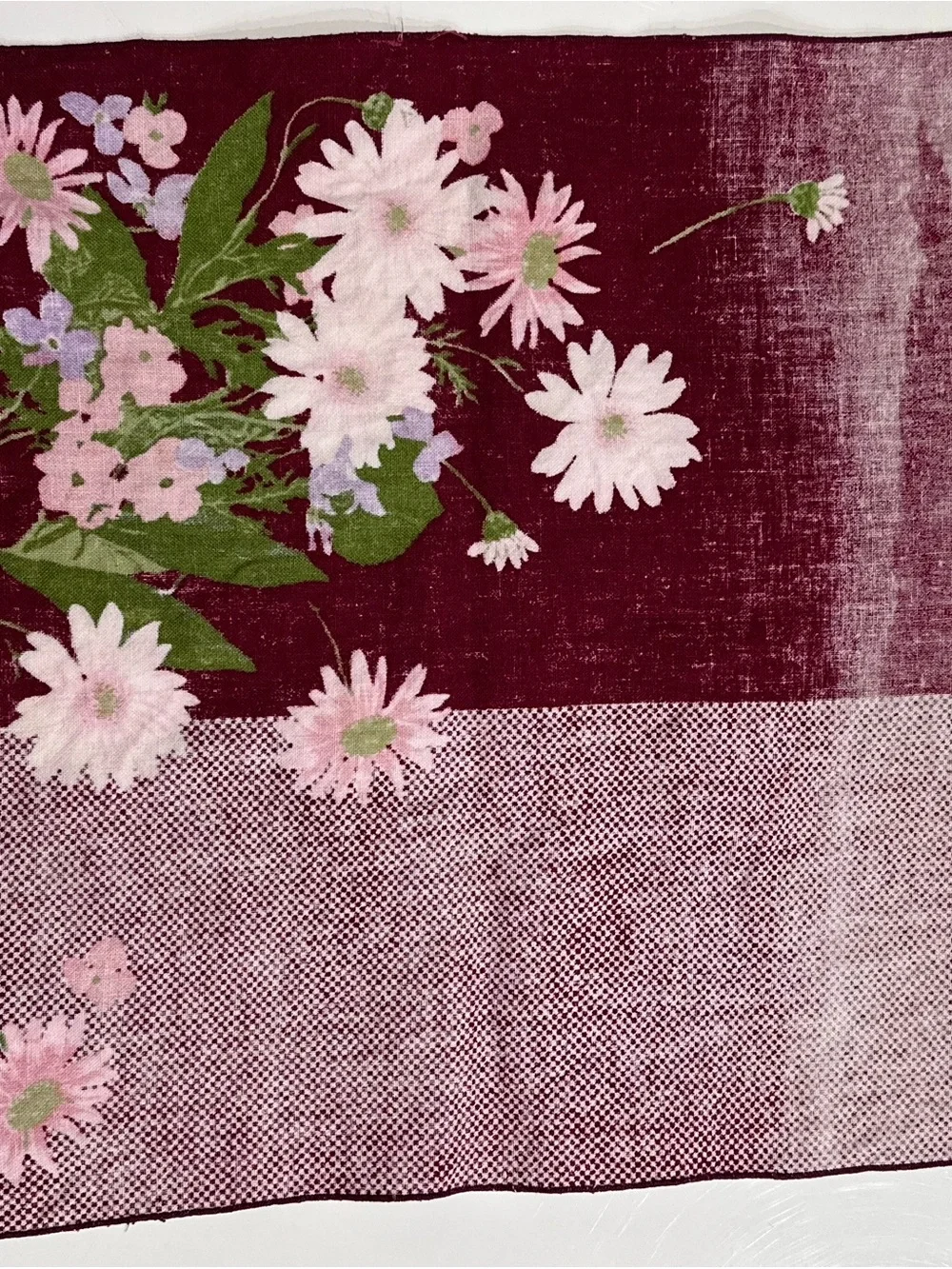 Vintage Vera Neumann Maroon Floral Cotton Cloth Napkins Set of 3